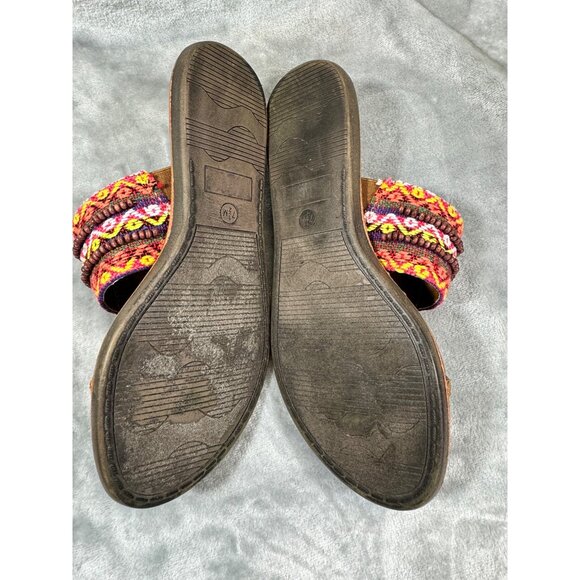 Nicole Women 7.5 M Dragon Faux Leather Slides Slip On Multi Color Toe Wrap - Picture 9 of 15